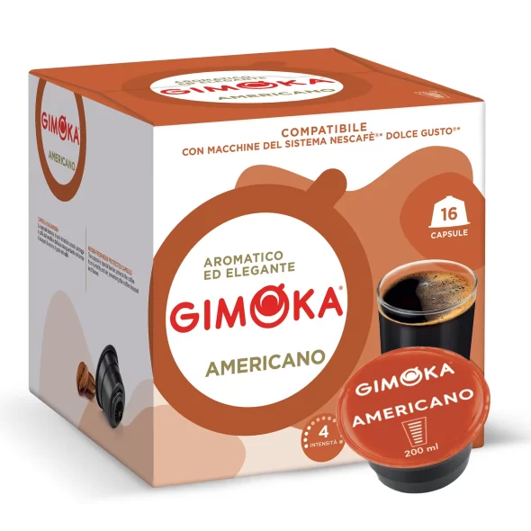 Gimoka Americano - 16 cápsulas de café compatíveis com Nescafé Dolce Gusto