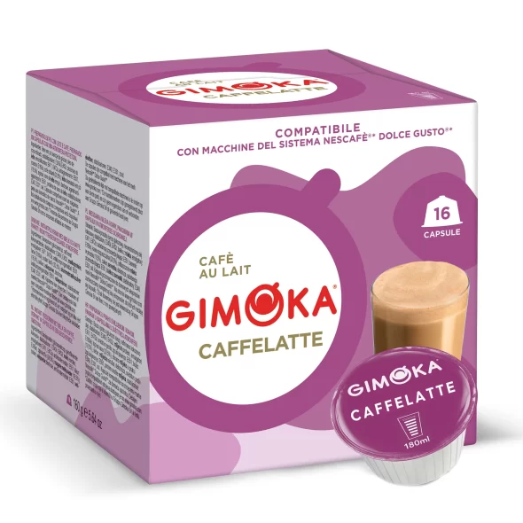 Gimoka Caffè Latte - 16 cápsulas de café compatíveis com Nescafé Dolce Gusto