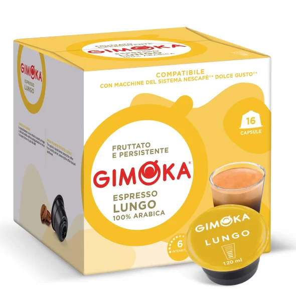 Gimoka Lungo - 16 cápsulas de café compatíveis com Nescafé Dolce Gusto