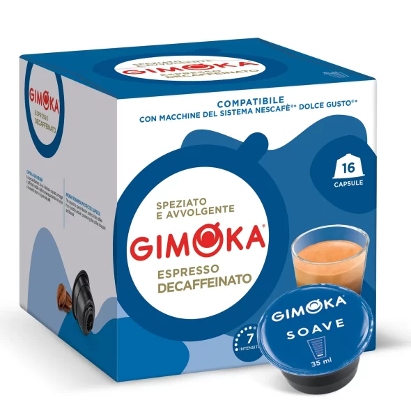 Gimoka Soave Decaffe - 16 cápsulas de café compatíveis com Nescafé Dolce Gusto